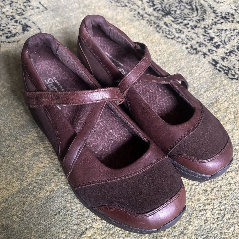 Skechers Shape Ups Mary Jane Shoes Womens Sz 10 Brown Leather Walking Comfort - Picture 15 of 16